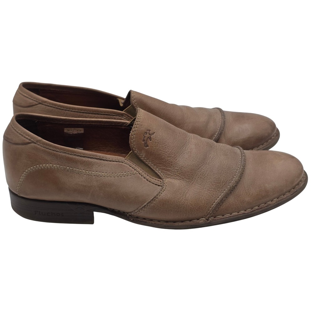 Fluchos Loafers Mens 43 Brown Leather Cap Toe Slip On 7487 Dress Casual Shoes